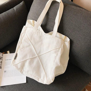 Canvas Shoulder Bag Ladies Street Tote Bag Solid Color Shopping Bag