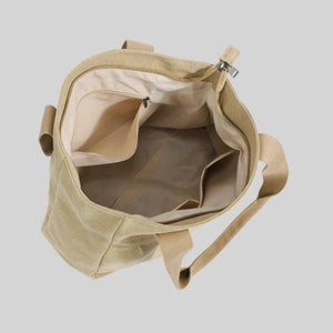 Casual Large Canvas Tote Bag for Women Zipper Handbag
