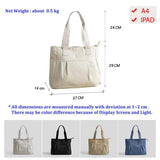 Casual Large Canvas Tote Bag for Women Zipper Handbag