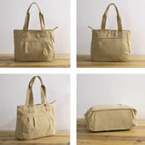 Casual Large Canvas Tote Bag for Women Zipper Handbag