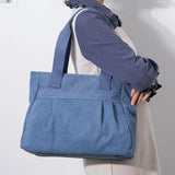 Casual Large Canvas Tote Bag for Women Zipper Handbag