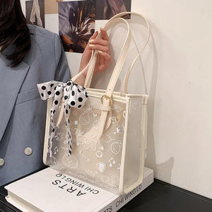 Large Capacity Women Bag Transparent Jelly Handbag Shoulder Bag