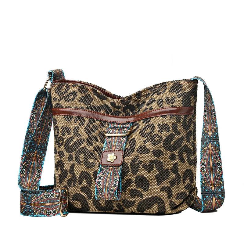 Leopard Woman's Square Bag Large Causal Teens Girls Bag Shoulder Crossbody Bags