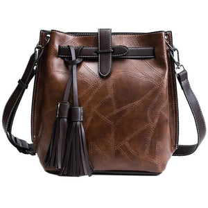 Vintage Bucket Bags Pu Leather Shoulder Bag Ladies Handbag