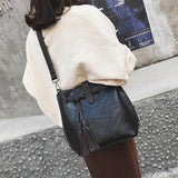 Vintage Bucket Bags Pu Leather Shoulder Bag Ladies Handbag