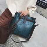 Vintage Bucket Bags Pu Leather Shoulder Bag Ladies Handbag