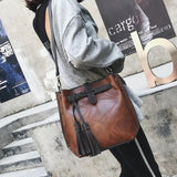 Vintage Bucket Bags Pu Leather Shoulder Bag Ladies Handbag