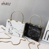 Marble Box Women Pu Leather Handbags Chains Shoulder Crossbody Bags