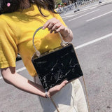 Marble Box Women Pu Leather Handbags Chains Shoulder Crossbody Bags