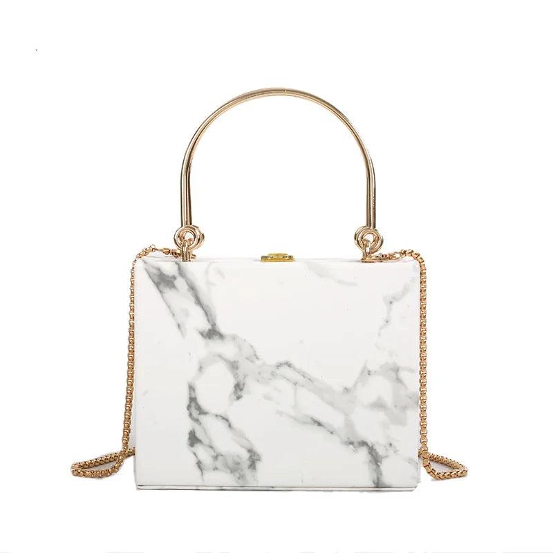 Marble Box Women Pu Leather Handbags Chains Shoulder Crossbody Bags