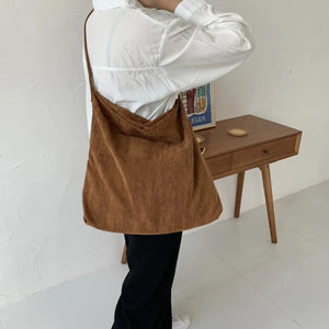 Vintage Corduroy Canvas Shoulder Bag Fashionable and Wild