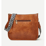 Leopard Crossbody Bag Women Vegan Leather Guitar Strap Hobo Bucket Bag