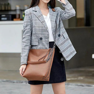 Rivet Leather Bucket Crossbody Chain Women's Shoulder Bag