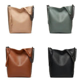Rivet Leather Bucket Crossbody Chain Women's Shoulder Bag