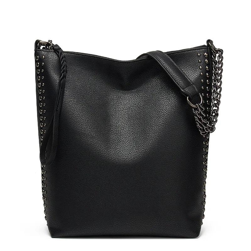 Rivet Leather Bucket Crossbody Chain Women's Shoulder Bag