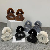 Winter Plush Handbag Chain Sequined Shoulder Bag Diamond Crossbody Bag