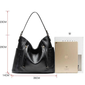 Vintage Style Tote Bag Soft Leather Messenger Bag Double Strap Shoulder Bag