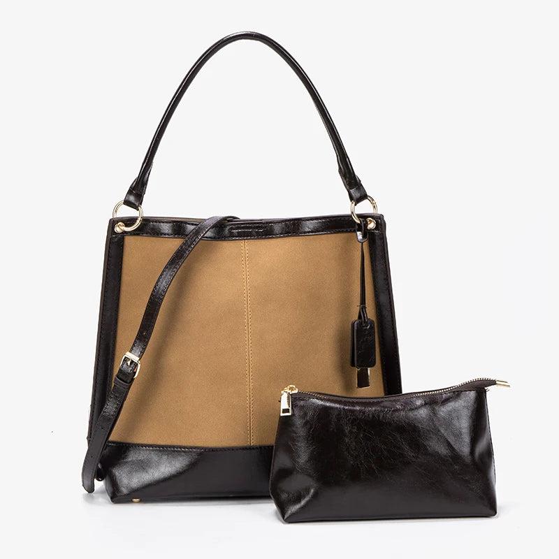 Scrub Patchwork Women Handbags Hobos Set Tote Bags with Purse Shoulder Bag