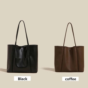 Vintage Large Capacity Women Messenger Bag Soft Leather 2pcs Set