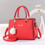 Beige Handbag Girl Sweet Lady Shoulder Bag Warm Plush Ball Tassel Bag