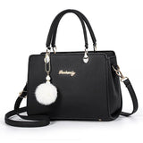 Beige Handbag Girl Sweet Lady Shoulder Bag Warm Plush Ball Tassel Bag