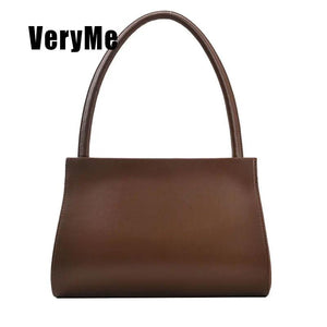 Retro Women's Bag PU Leather Shoulder Bag Solid Ladies Handbag
