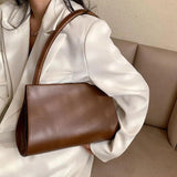 Retro Women's Bag PU Leather Shoulder Bag Solid Ladies Handbag