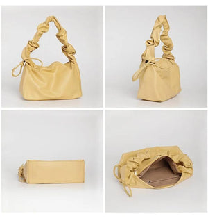 Women Shoulder Bag PU Leather Crossbody Messenger Ruffled Handbag