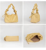 Women Shoulder Bag PU Leather Crossbody Messenger Ruffled Handbag