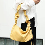 Women Shoulder Bag PU Leather Crossbody Messenger Ruffled Handbag