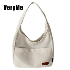 Canvas Shoulder Bag Casual Female Handbags Solid Travel Shopping Pack