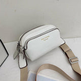 Women Shoulder Handbag Wide Strap Crossbody Bag High Capacity Solid PU Leather F