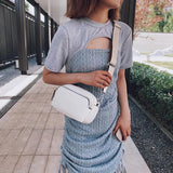 Women Shoulder Handbag Wide Strap Crossbody Bag High Capacity Solid PU Leather F