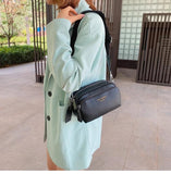 Women Shoulder Handbag Wide Strap Crossbody Bag High Capacity Solid PU Leather F