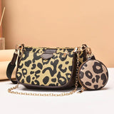Leopard Chain Shoulder Bags For Women Leather Handbags Crossbody