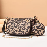 Leopard Chain Shoulder Bags For Women Leather Handbags Crossbody