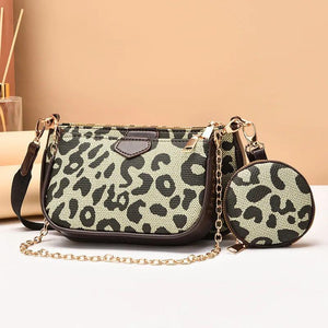 Leopard Chain Shoulder Bags For Women Leather Handbags Crossbody