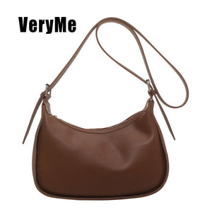 Solid Leather Female Shoulder Pack Crossbody Women Bag All-Match Handbag