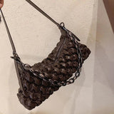 Winter Down Jacket Fabric Handbag PU Leather One Shoulder Underarm Bag