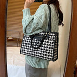 Houndstooth Casual Tote Bag Large Shoulder Female Handbag SG246