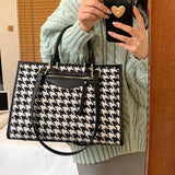 Houndstooth Casual Tote Bag Large Shoulder Female Handbag SG246