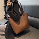 Vintage Leather Shoulder Bags for Women High Capacity Winter Bucket Handbags