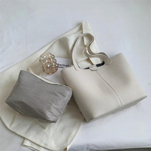 Vintage Leather Shoulder Bags for Women High Capacity Winter Bucket Handbags