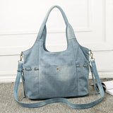 Women's Denim Tote Crossbody Bag with Multi-Pockets