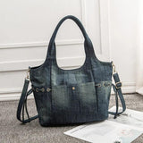 Women's Denim Tote Crossbody Bag with Multi-Pockets
