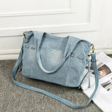 Women's Denim Tote Crossbody Bag with Multi-Pockets