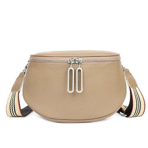 Leather Crossbody Bag Double Zipper Small Shoulder Bag