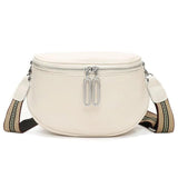Leather Crossbody Bag Double Zipper Small Shoulder Bag