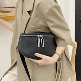 Leather Crossbody Bag Double Zipper Small Shoulder Bag