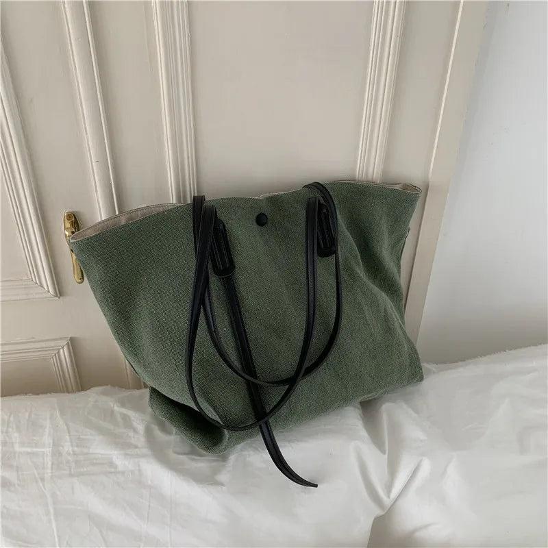 Canvas Shoulder Bag Large-capacity Handbag Shopping Bag